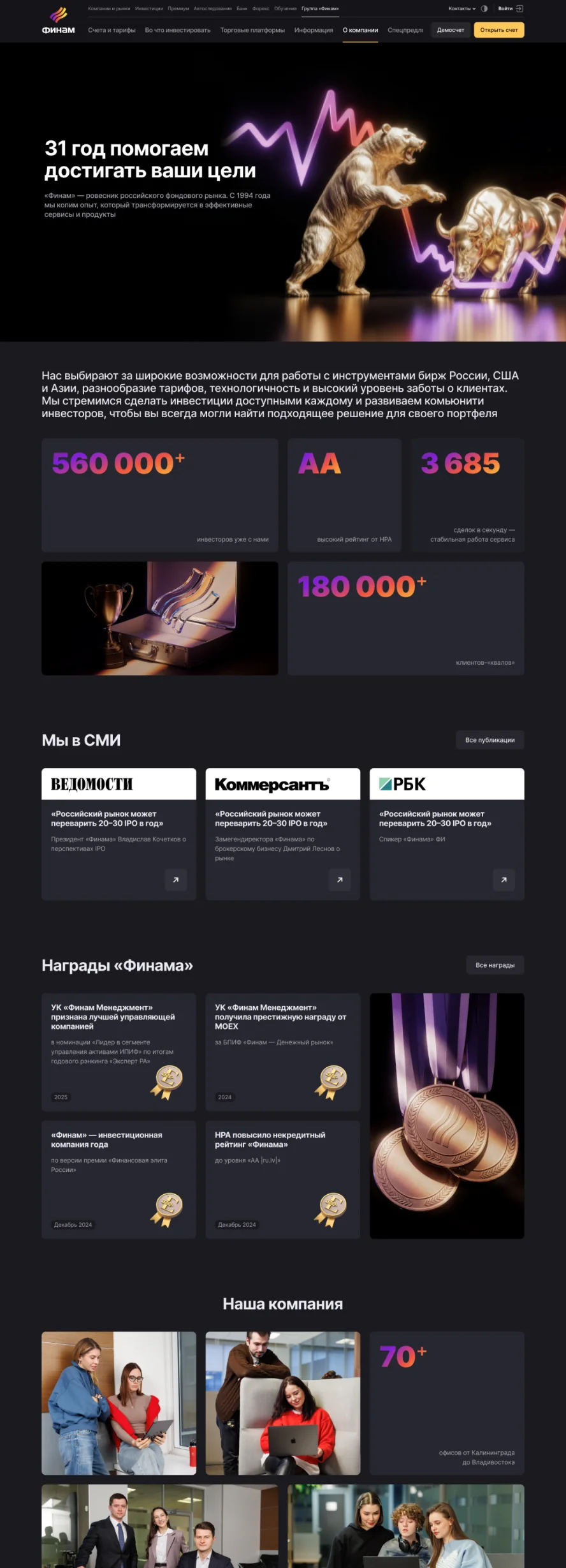 Finam product page example one